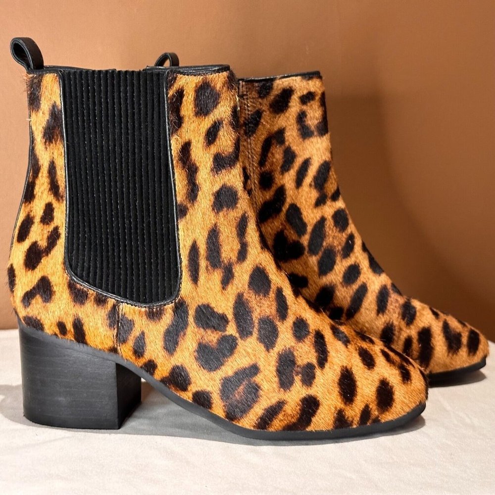 Talbots Leapord Print Leather Bootie Size 7 M